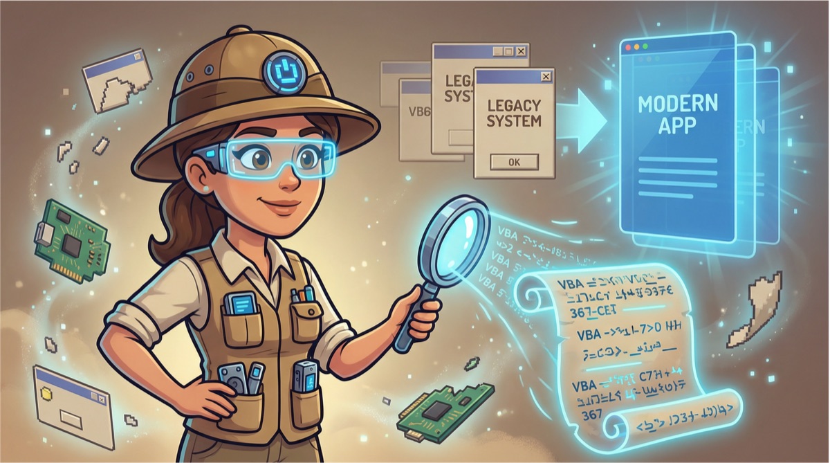 AI archaeologist excavating business rules from legacy VBA code
