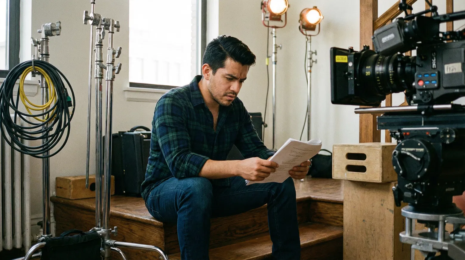 Diego reviewing lines