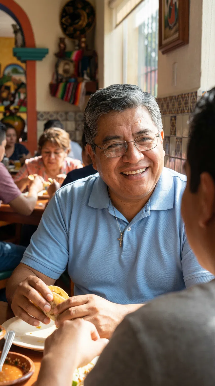 Mando at family restaurant