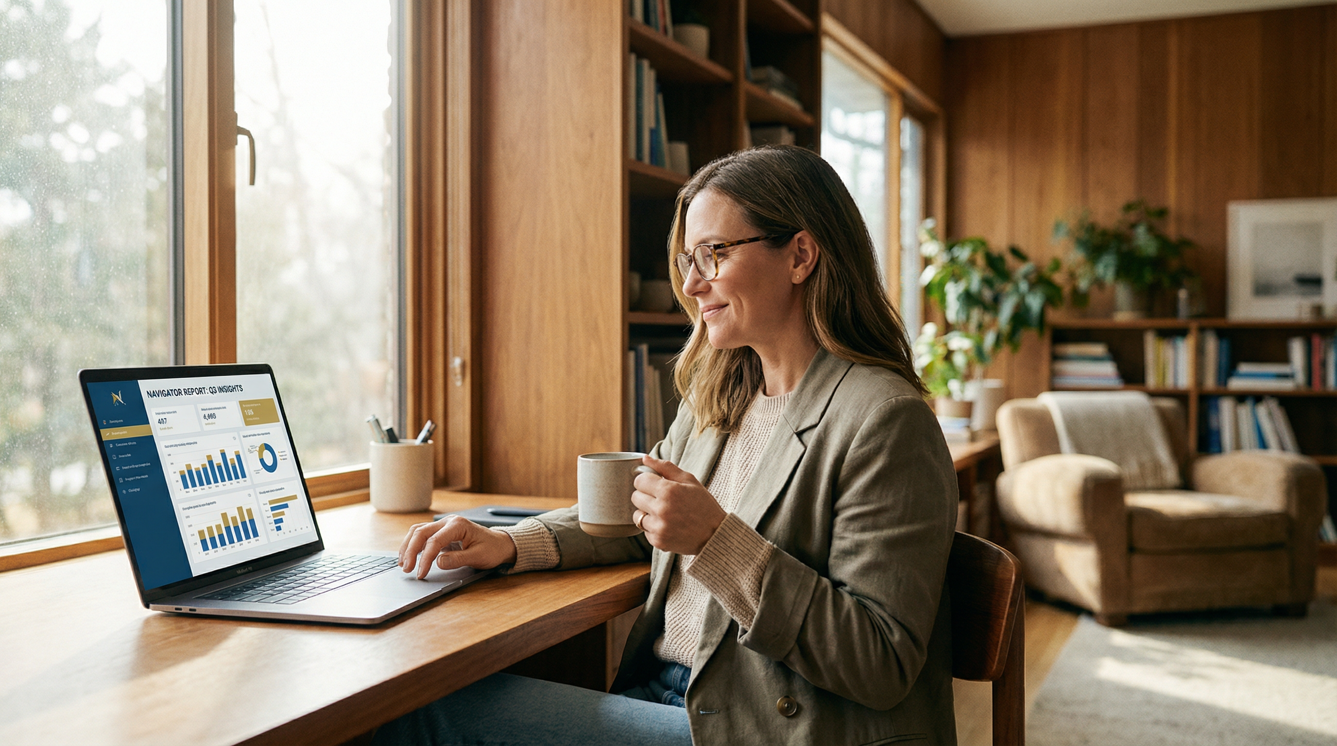 Führungskraft liest Navigator Wochenbericht