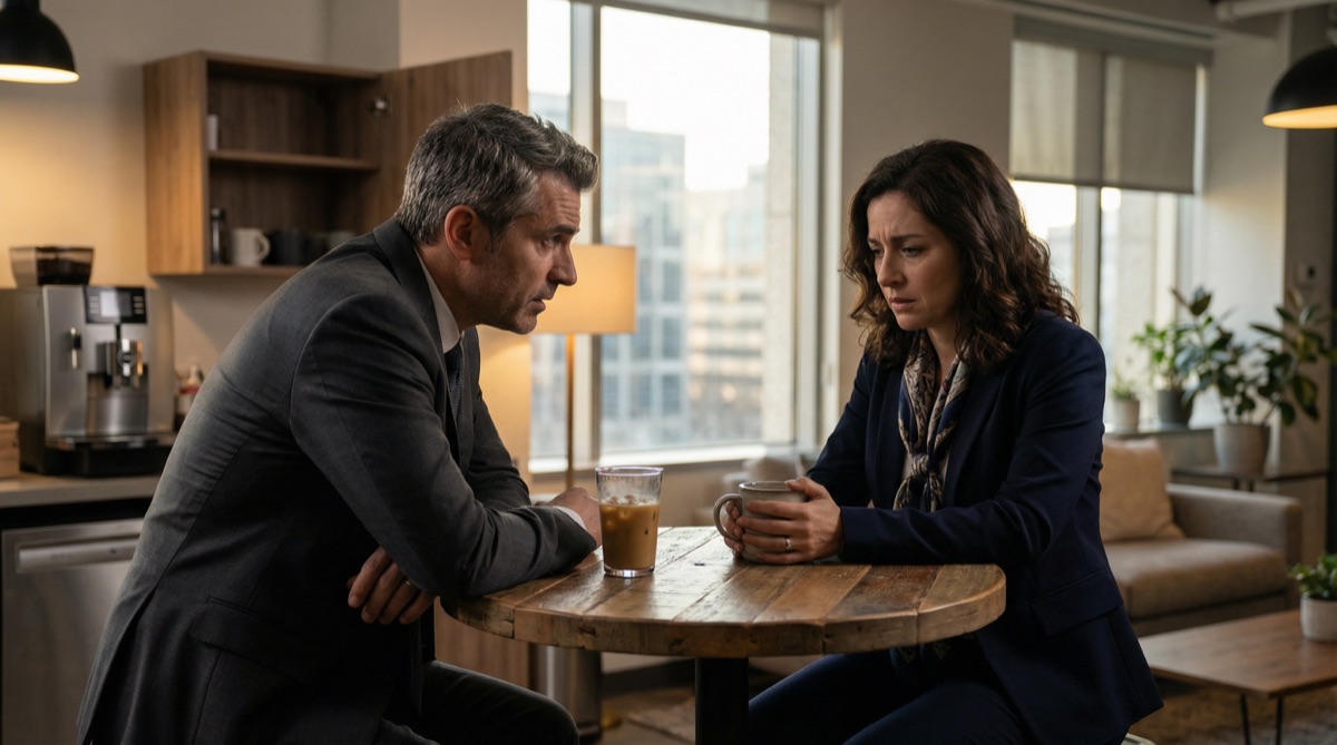 Stefan and Valentina in the break room