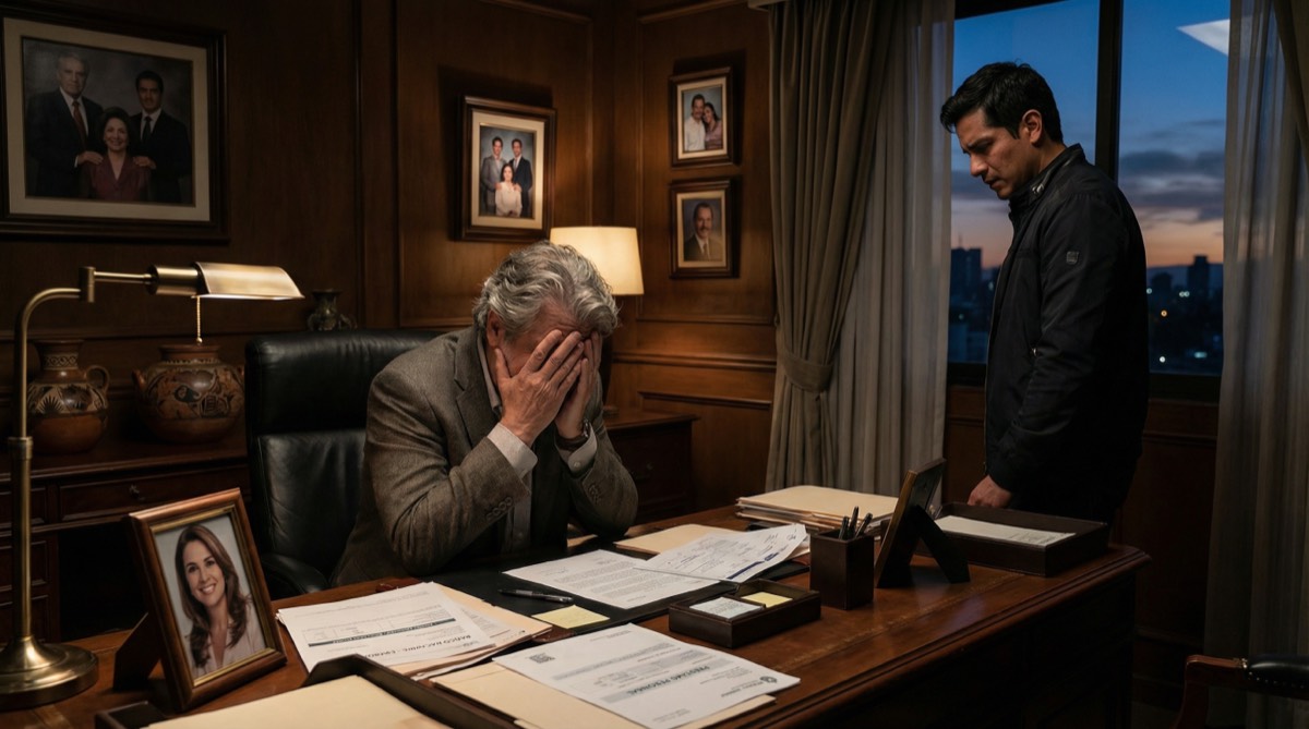 Don Rodrigo konfrontiert Patricio wegen der Spielschulden, Verrat in seinen Augen