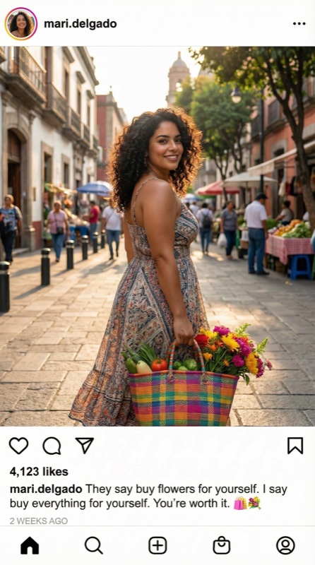 Publicación de Instagram del personaje