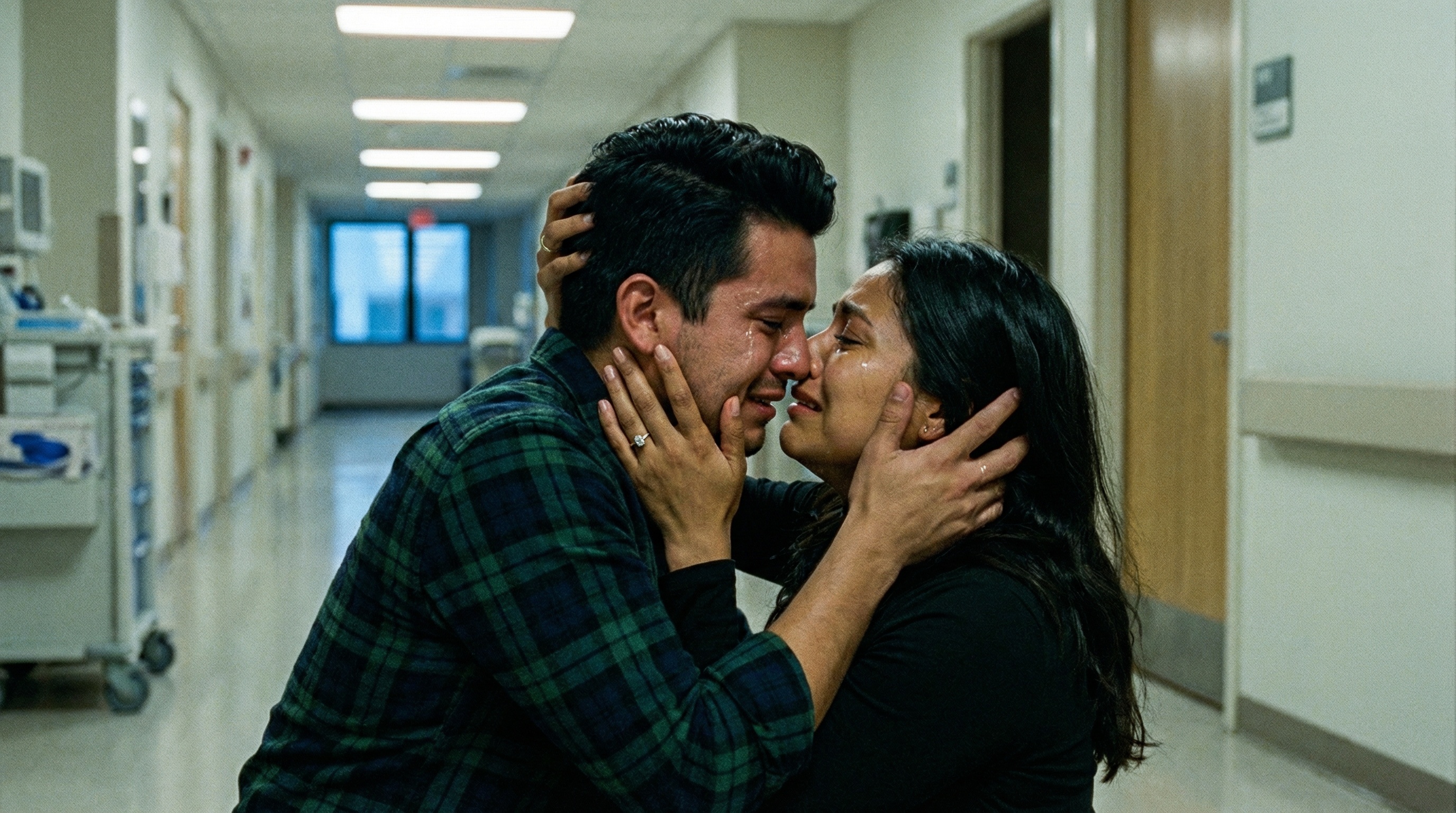 Diego and Valentina kissing in hospital corridor, fifteen years of longing released