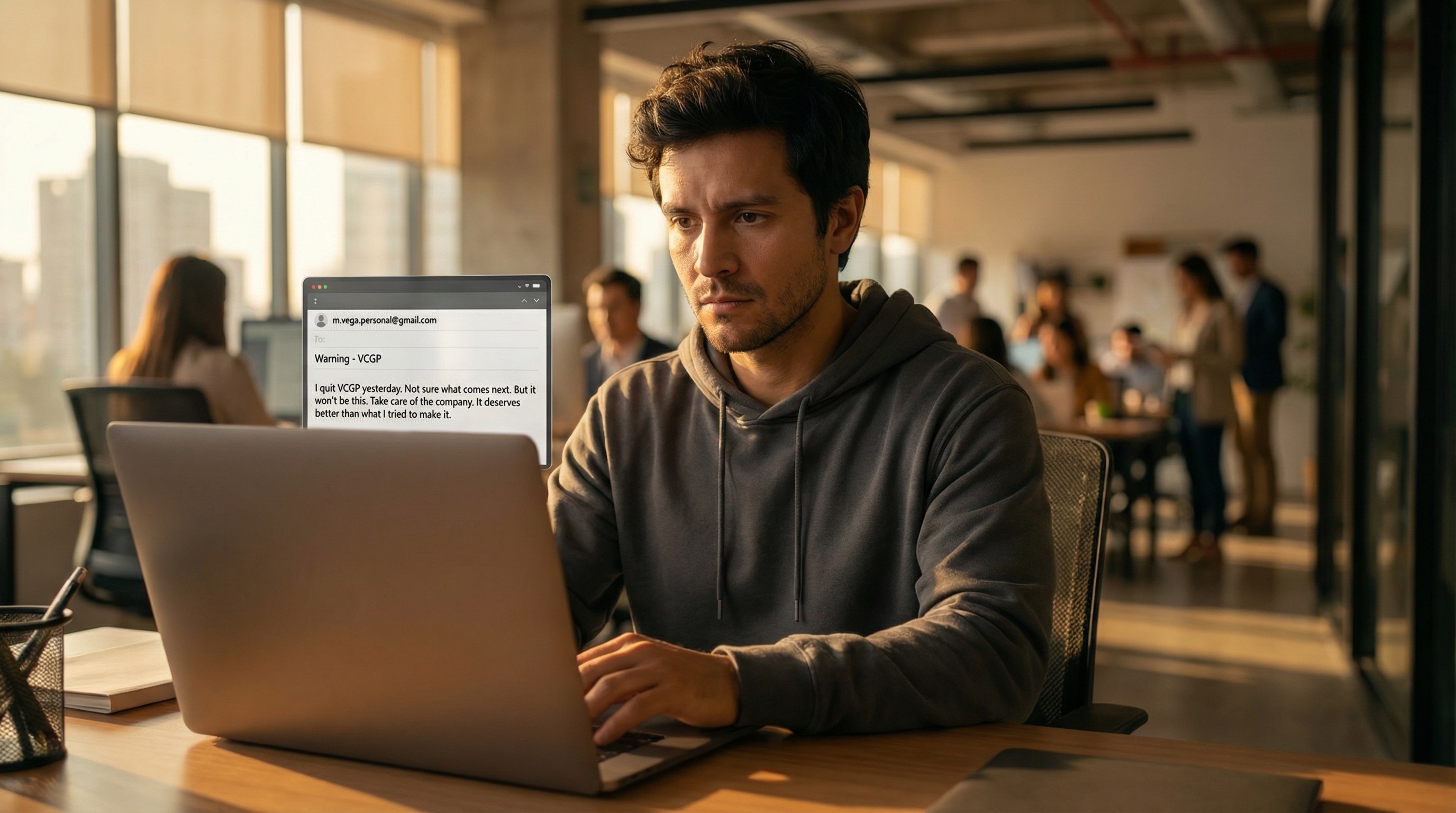 El correo de Alejo. Una advertencia. Renunció a VCGP ayer. Vio lo que están planeando. No pudo ser parte de eso. La redención llega en formas extrañas. A veces el villano elige dejar de ser el villano.