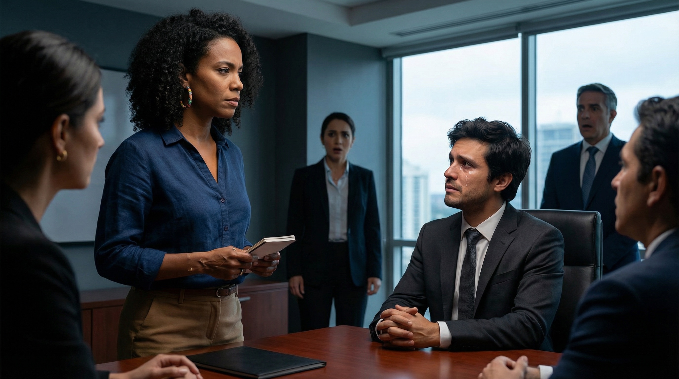 Isabella stands at the center of the room, all eyes on her. The truth she's about to speak will hurt the person she cares about most. But it's the truth that needs to be said.