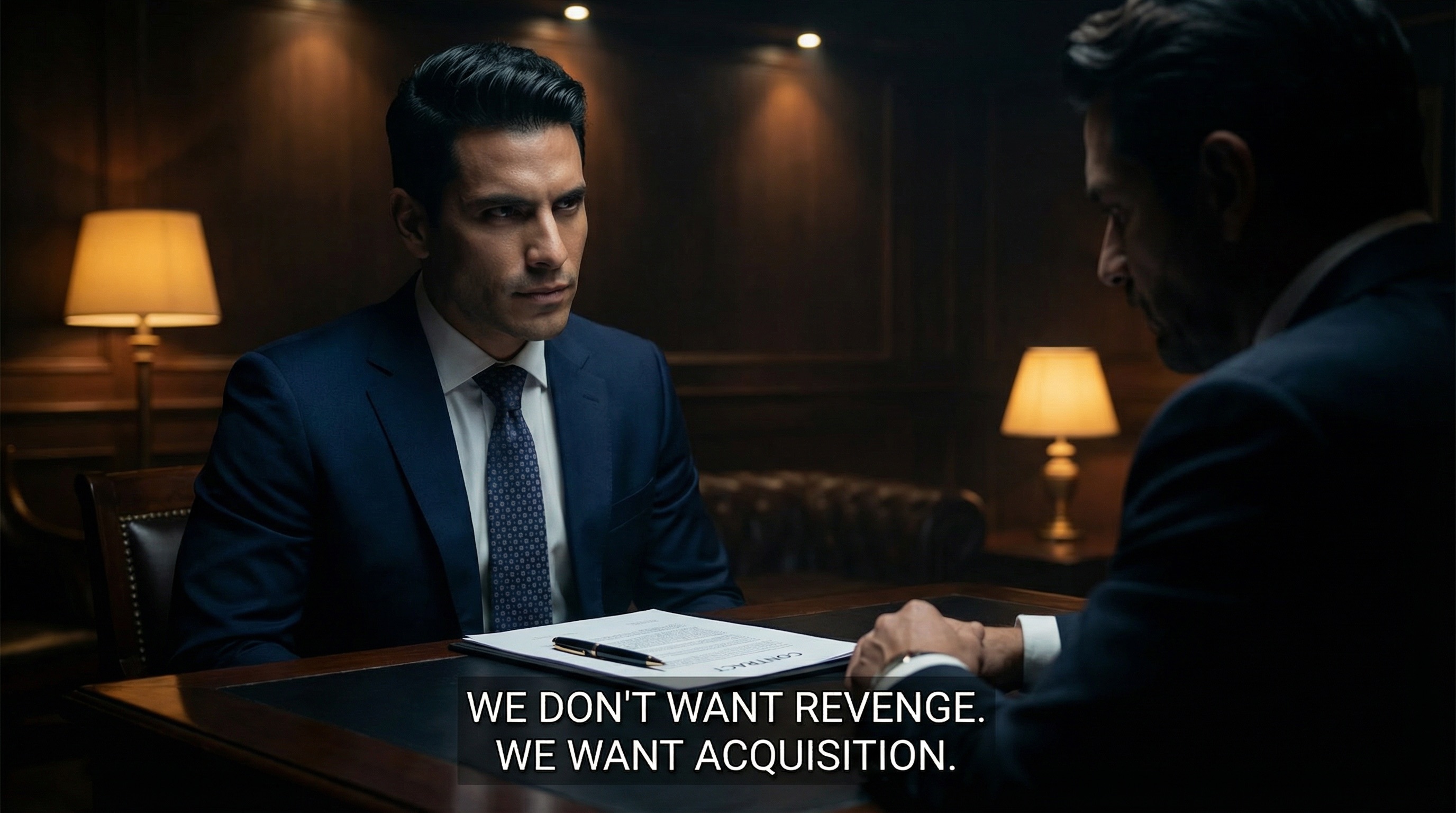 Alejo in the darkened club, the contract glowing on the table between them. A new game. A new player. The same old hunger for power. Some people never learn. Some people choose not to.