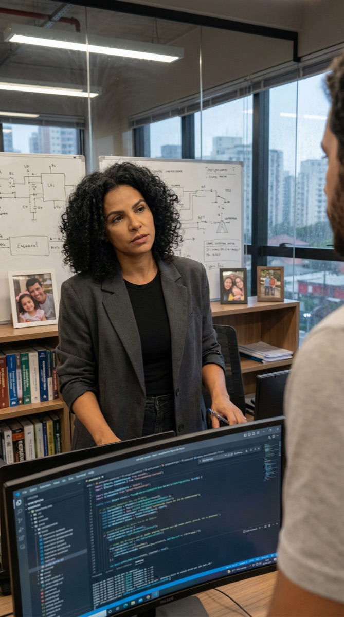 Adriana Costa levanta la mirada de su monitor y evalúa a Stefan con la inteligencia cautelosa de alguien que ha visto a demasiados consultores prometer demasiado.