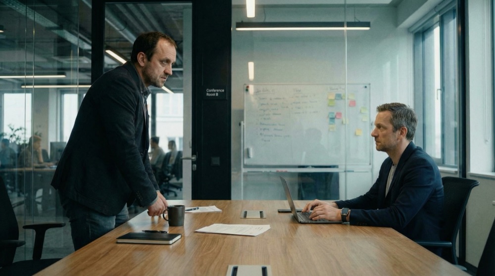 Confrontación en sala de conferencias B