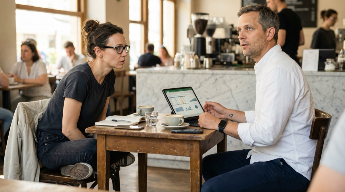 Katja und Lukas im Café