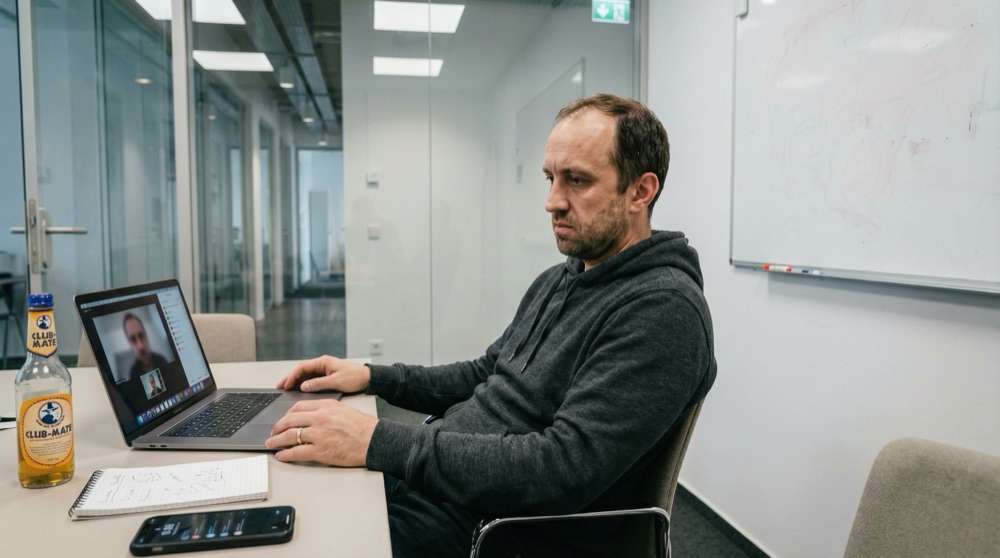 Tomasz in aufeinanderfolgenden Videoanrufen