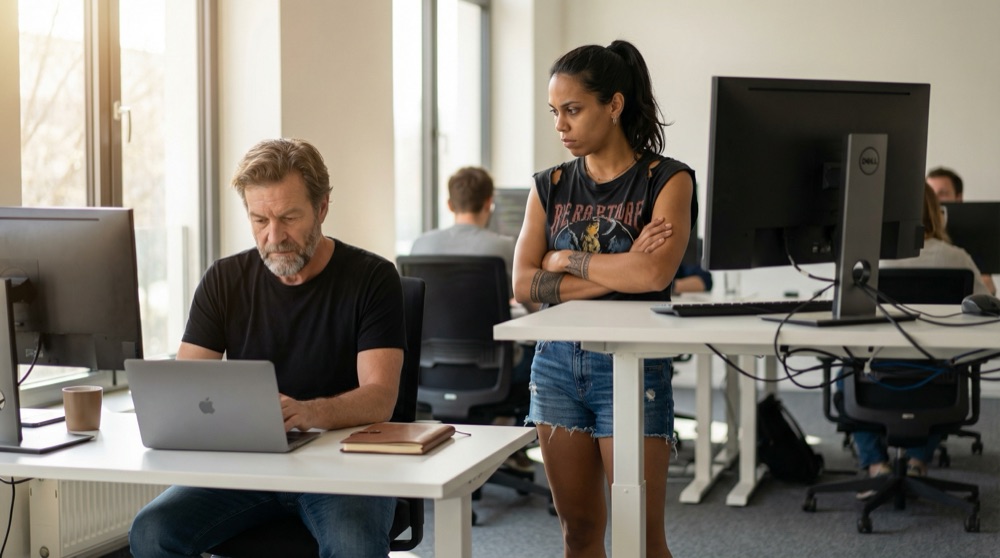 Mariana and Stefan on the development floor during Monday afternoon