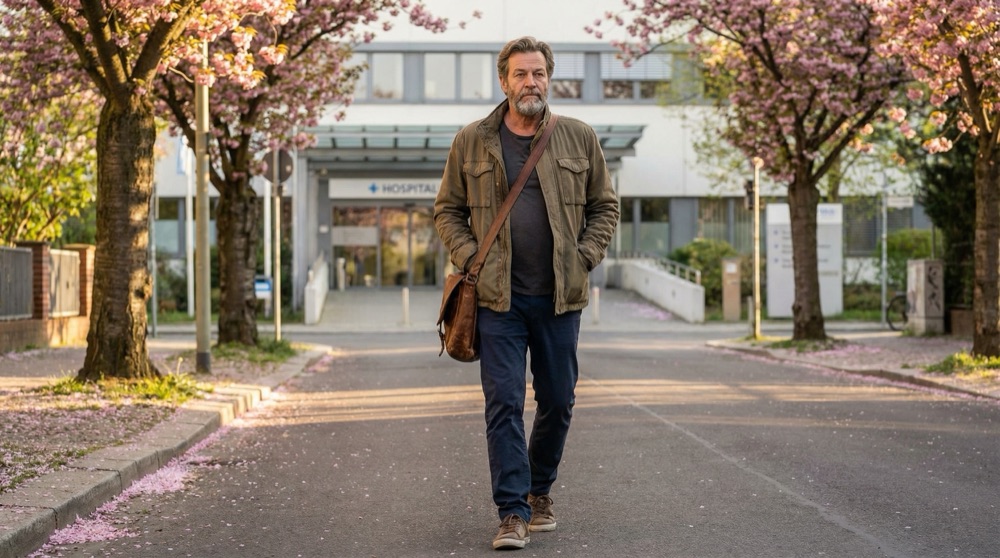 Stefan walking through Schöneberg in late afternoon spring light
