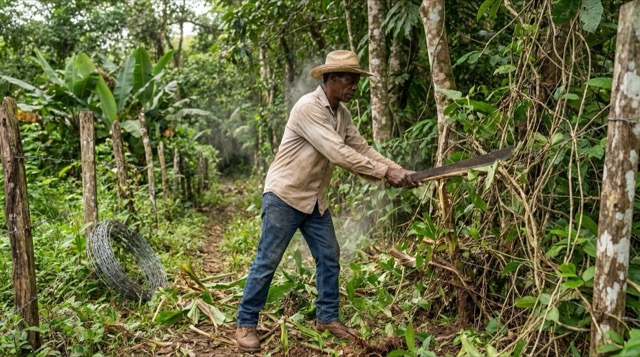 Esteban Morales in Panama — a 16:9 character thumbnail showing the quiet finca caretaker in tropical light.