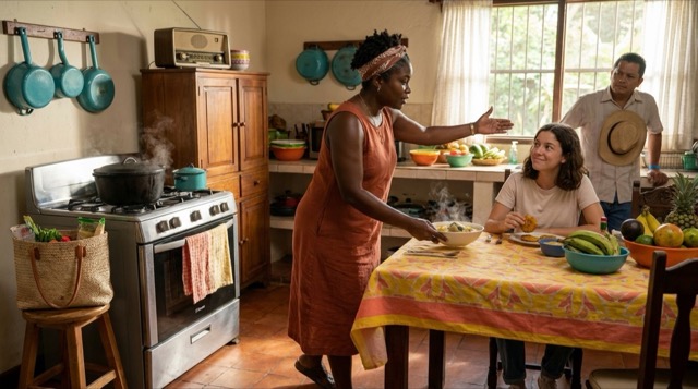 Rosa Ibargüen in Panama — a 16:9 character thumbnail showing the warm, practical housekeeper in bright tropical light.